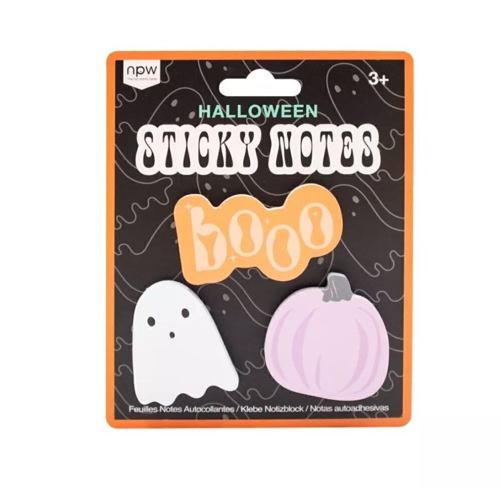 NPW 3pk Halloween Sticky Note 3 x 3 Inches Ghost Boo Pumpkin B8 - Picture 2 of 4